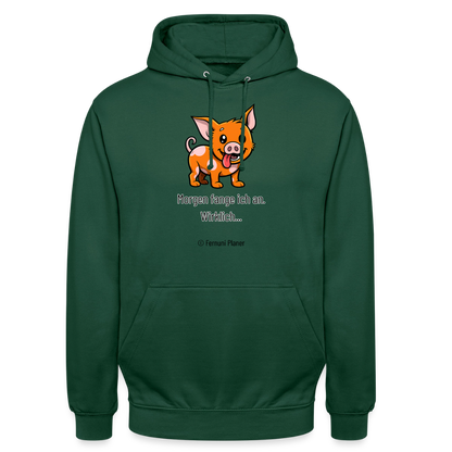 Unisex Hoodie Schweinehund Morgen - Flaschengrün