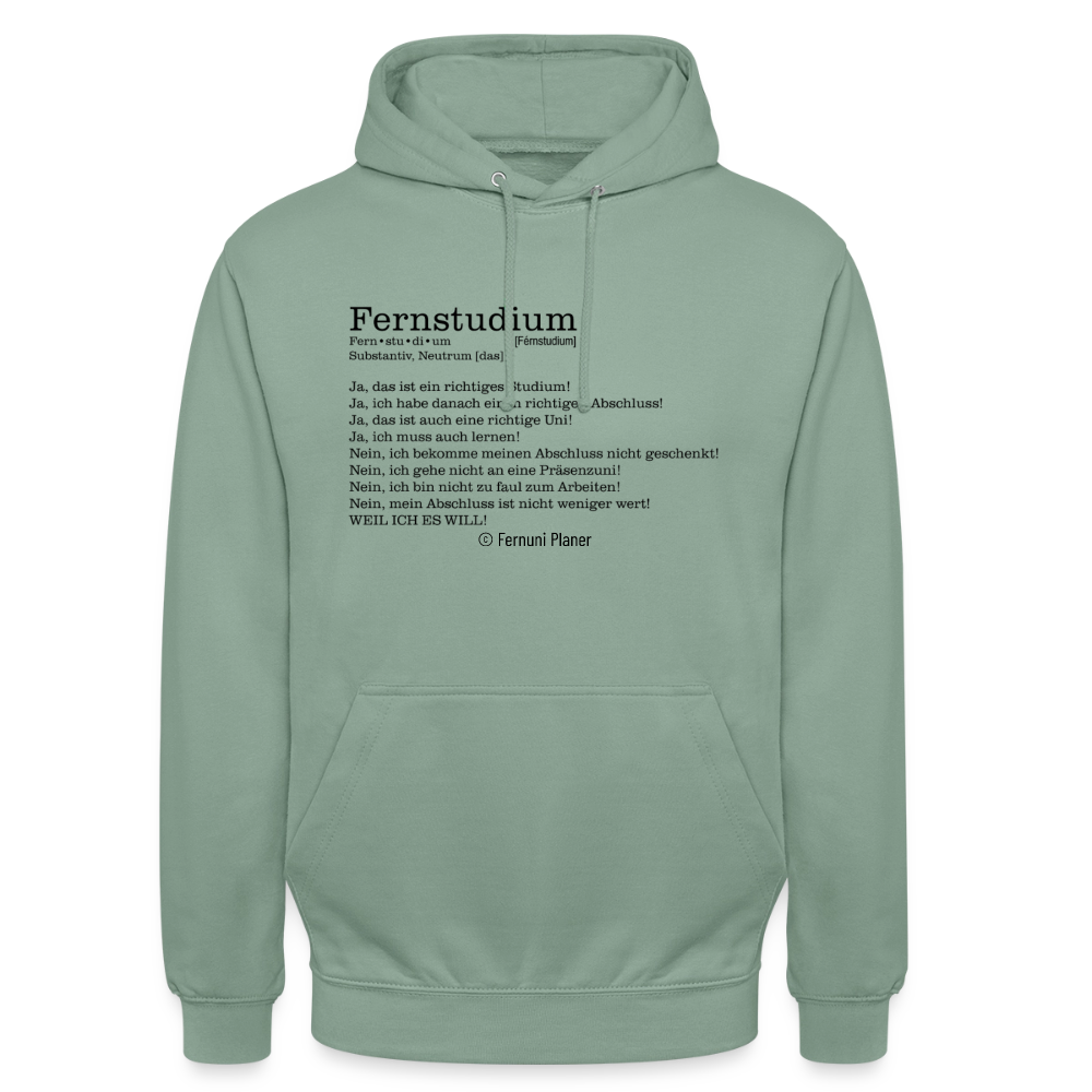 Unisex Hoodie Fernstudium - Graugrün