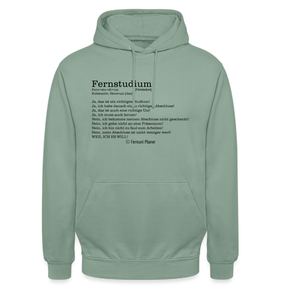 Unisex Hoodie Fernstudium - Graugrün