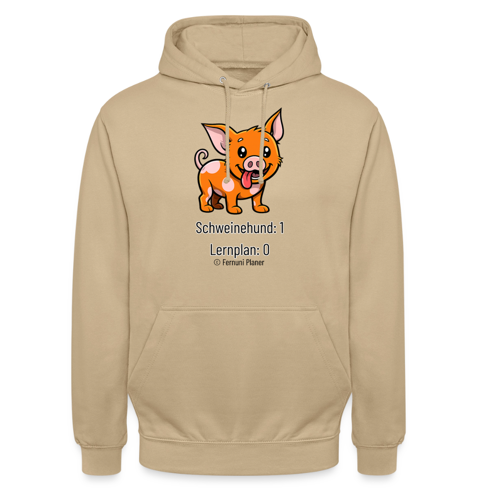 Unisex Hoodie Schweinehund:1 Lernplan:0 - Beige