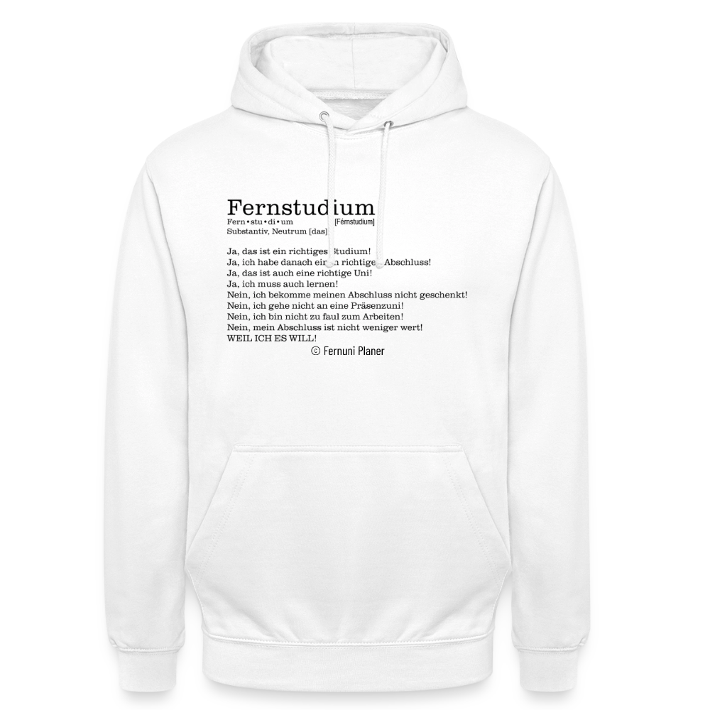 Unisex Hoodie Fernstudium - Weiß