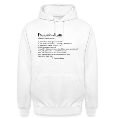 Unisex Hoodie Fernstudium - Weiß