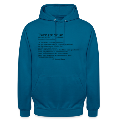 Unisex Hoodie Fernstudium - Tiefseeblau 