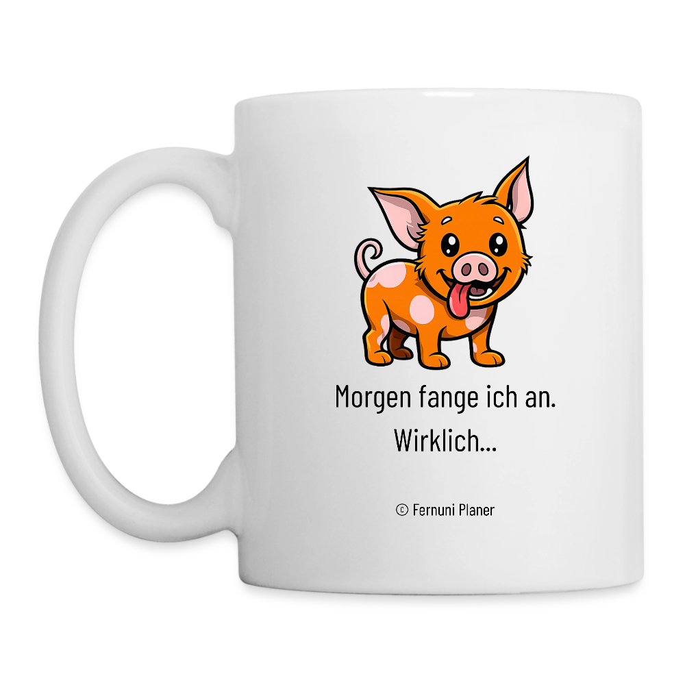 Tasse Schweinehund Morgen - Weiß
