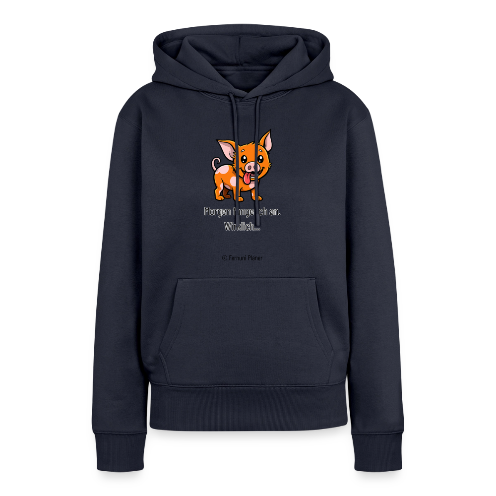 Frauen Premium Hoodie Schweinehund Morgen - Navy