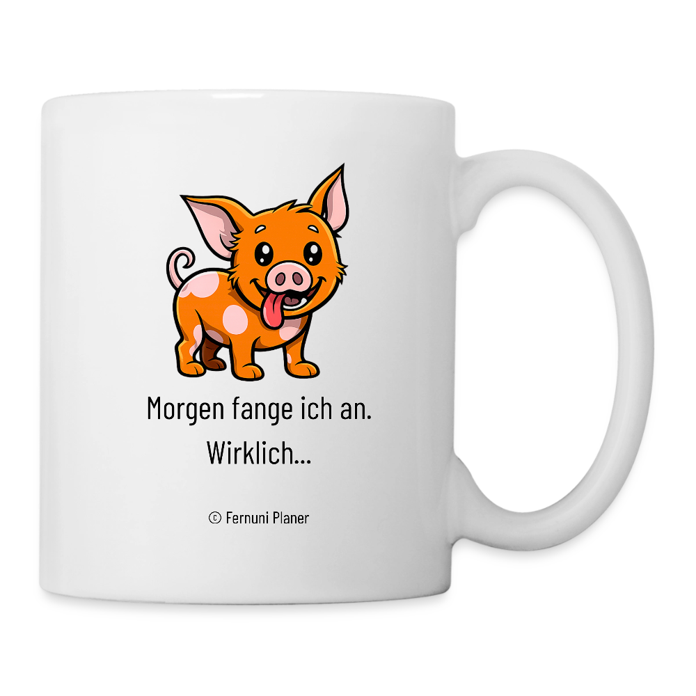 Tasse Schweinehund Morgen - Weiß