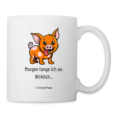 Tasse Schweinehund Morgen - Weiß