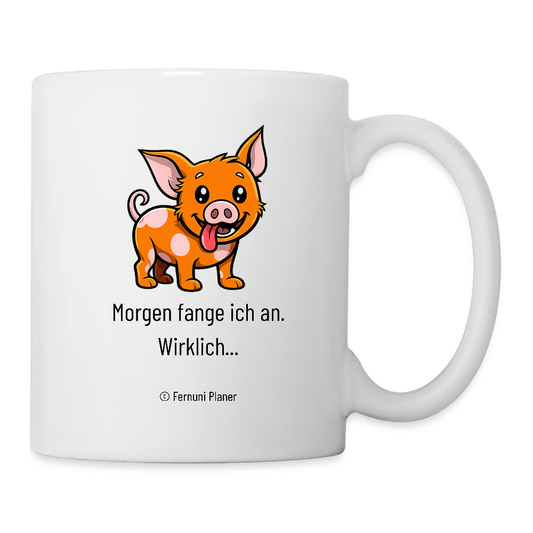 Tasse Schweinehund Morgen - Weiß