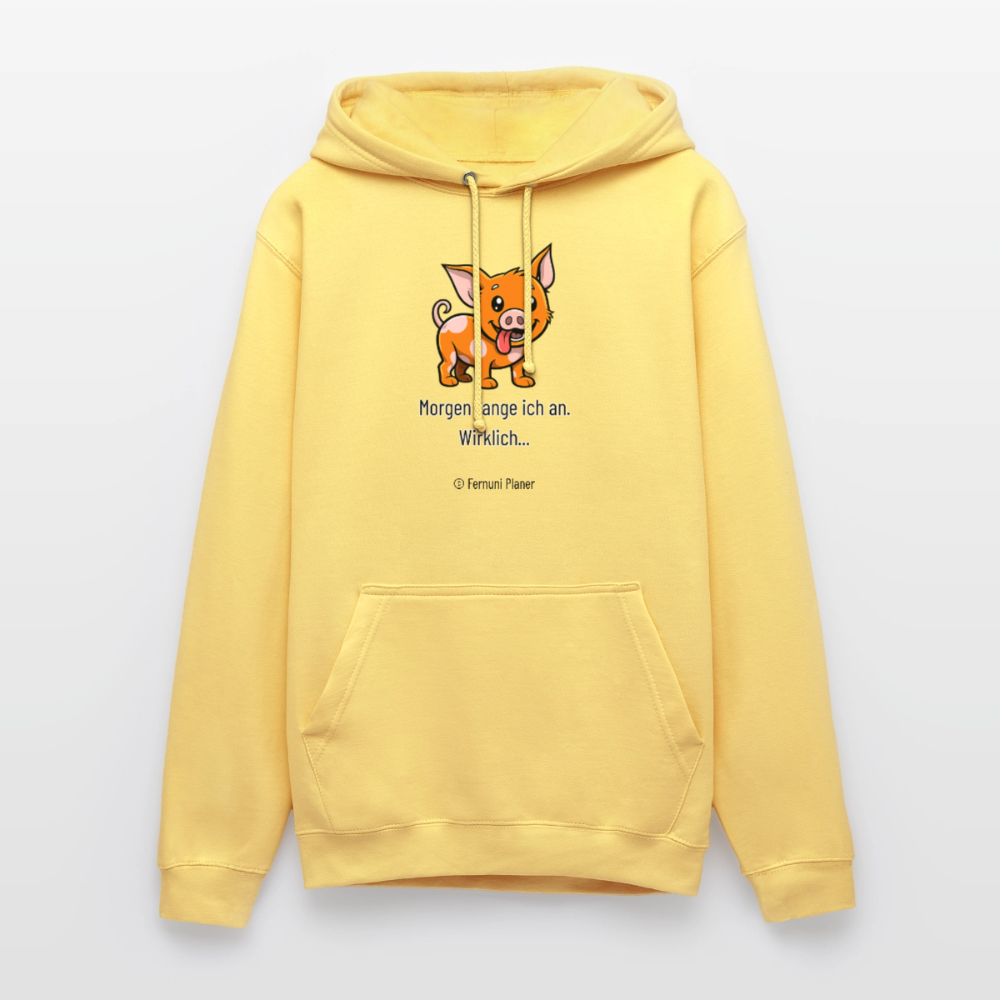 Unisex Hoodie Schweinehund Morgen - Zitronengelb