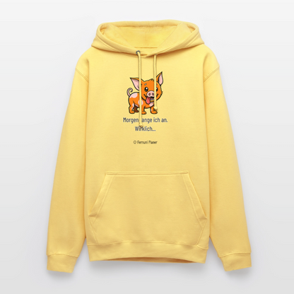 Unisex Hoodie Schweinehund Morgen - Zitronengelb