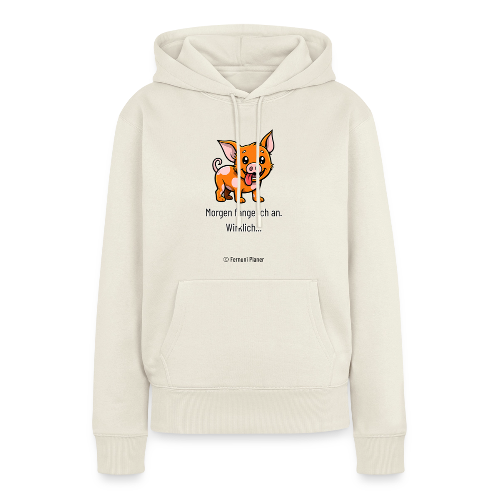 Frauen Premium Hoodie Schweinehund Morgen - Naturweiß