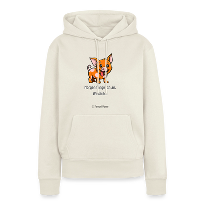 Frauen Premium Hoodie Schweinehund Morgen - Naturweiß