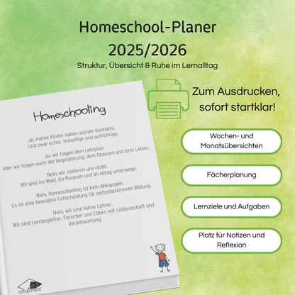 Printable Homeschool Planer 2025/2026