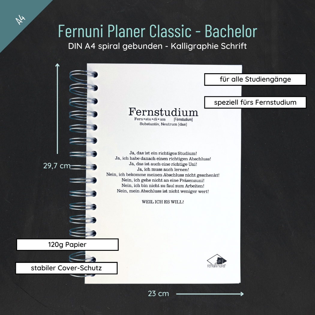Fernuni Planer Classic Bachelor - Kalligraphie A4