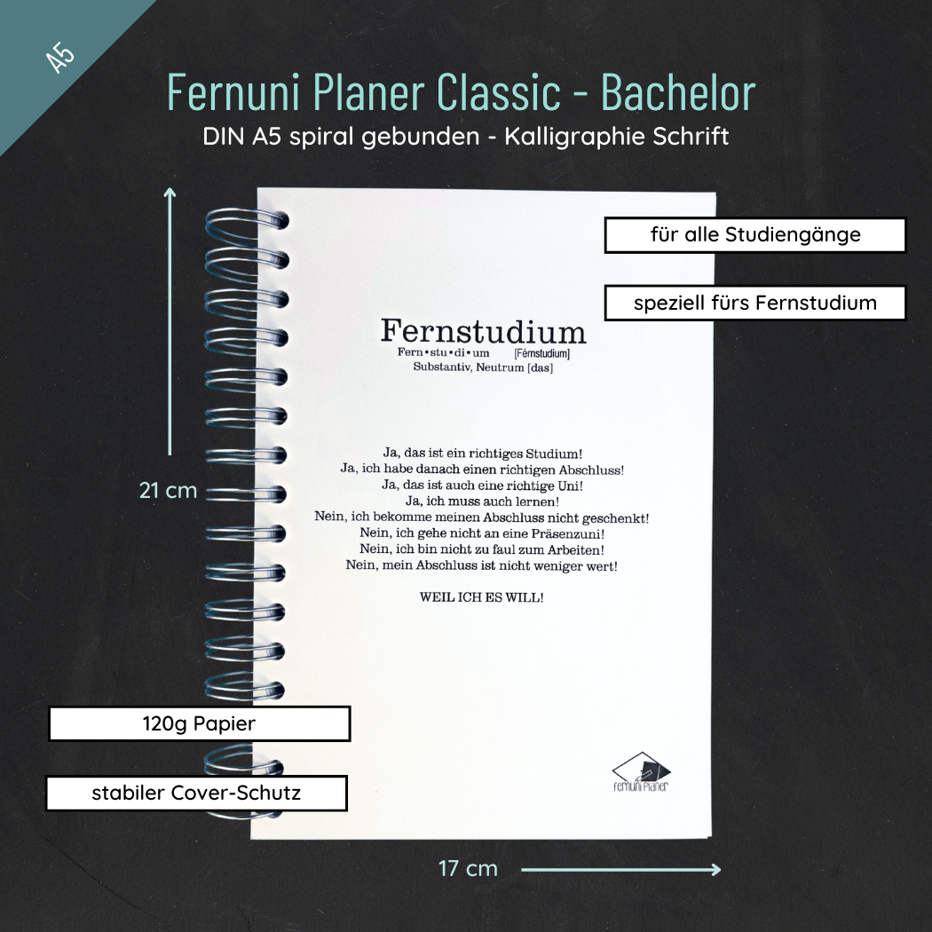 Fernuni Planer Classic Bachelor - Kalligraphie A5