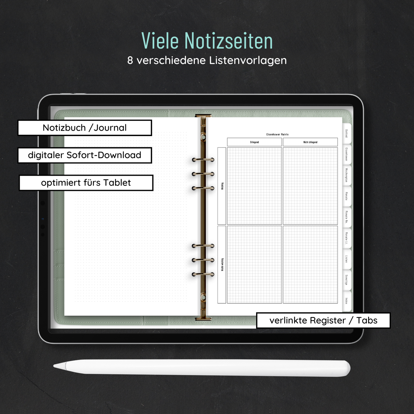 Digitales Notizbuch: optimiert für Tablet & digitale Planung