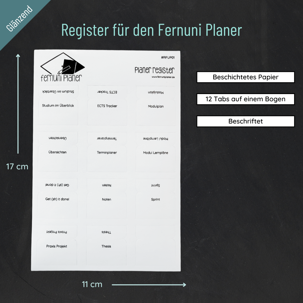 12 Tabs/Register für den Fernuni Planer