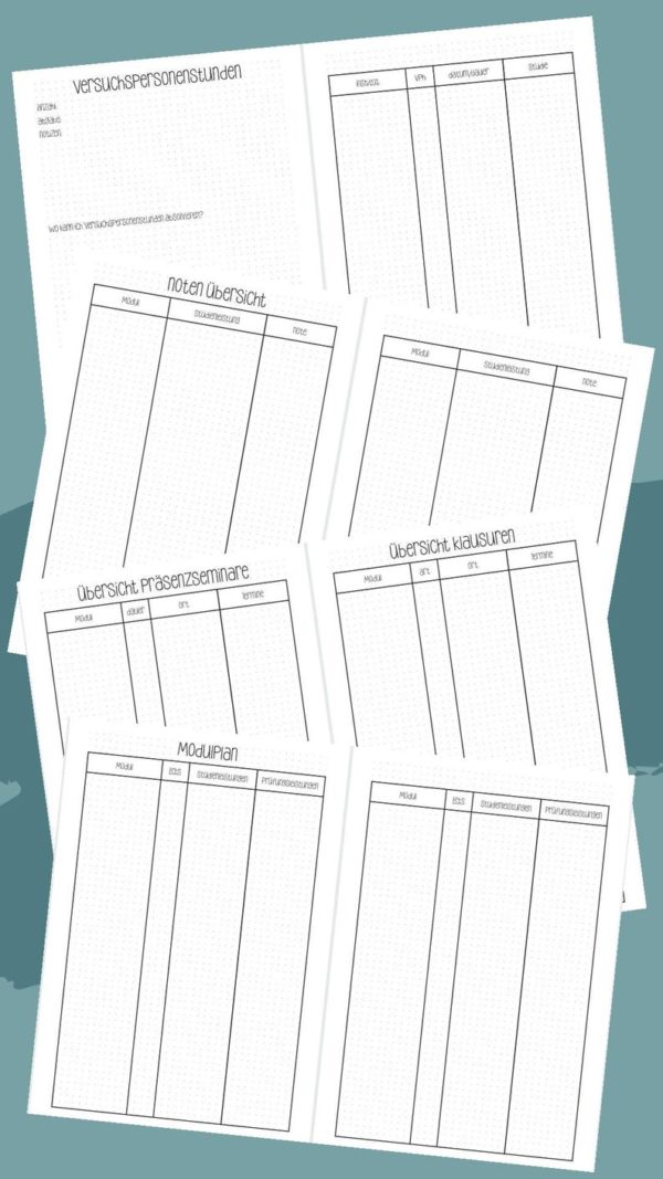 Fernuni Planer Bachelor A4/A5 Printable [Digital] – Bild 4