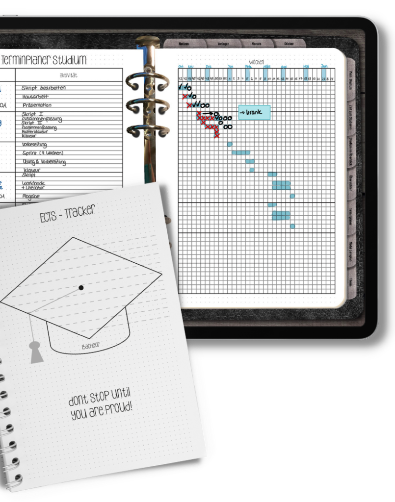 FernuniPlaner Spiralgebunden und iPad digitaler Planer