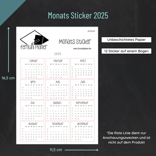 Monats Sticker 2025 /2025 Fernuni Planer